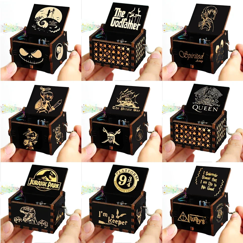 Wooden Hand Crank Black Queen Harry Potter One Piece Music Box Children's Holiday Gifts Christmas Gifts New Year Gift