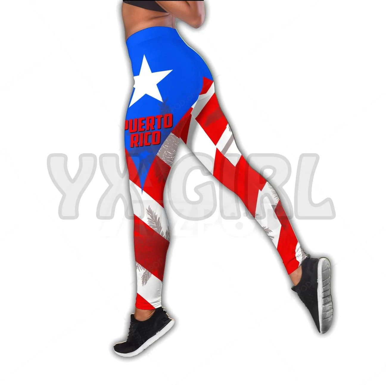 Puerto Rico Flag Skull  3D Printed Tank Top+Legging Combo Outfit Yoga Fitness Legging Women