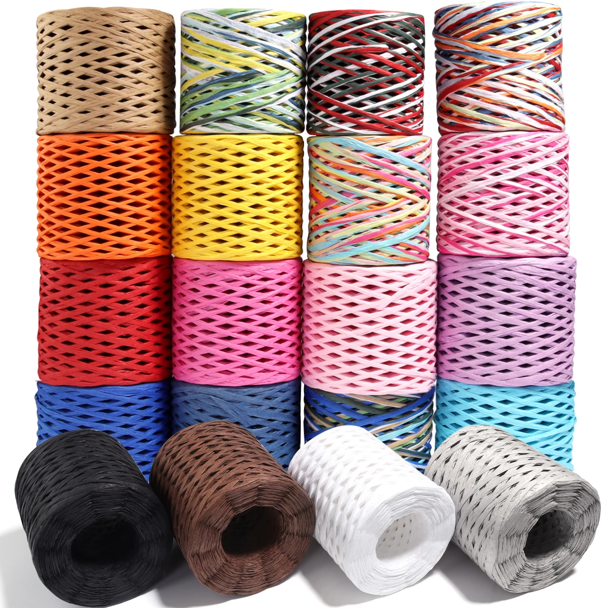 200M/Roll Raffia Paper Ribbon Yarn Handmade Craft Color Knitted Rope fit Party Home Decoration Props DIY Gift Packaging Supplies