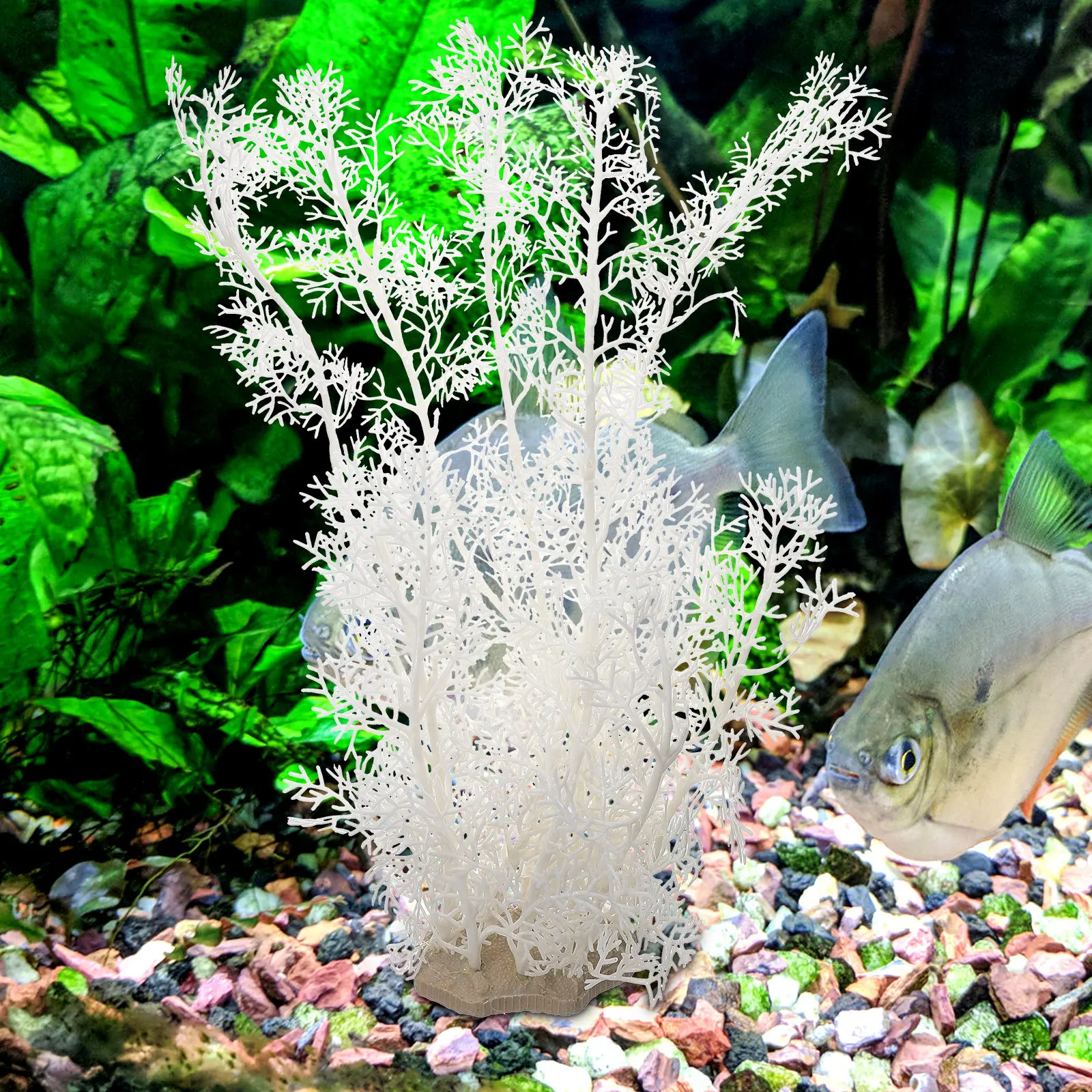 Non Planted Aquarium Fish - 2個入り 無毒で優しいプラスチック製水槽用植物 魚タンク、ベタタンク、爬虫類の生息地装飾用 大型背の高い人工水草