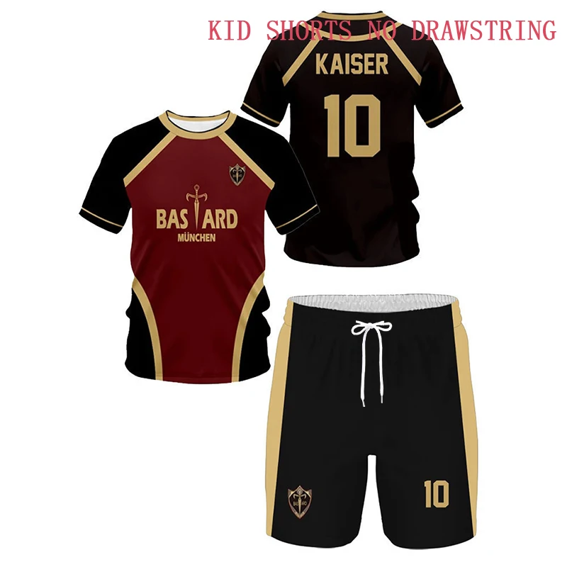 

Men And Women Jersey Set Futsal Football Pattern Blue Lock Anime Bastard Munchen 3d Print T-shirt Short 2pcs Sets Suit Tracksuit