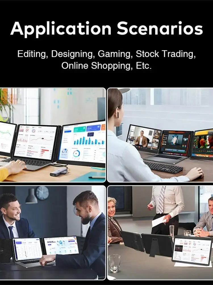 Ekran dodatkowy z podwójnym wyświetlaczem FHD IPS do gier, przenośny monitor LCD z podświetleniem, wysoka rozdzielczość dla produktivności, 14 do 16 cali, Rospider — zdjęcie produktu 7