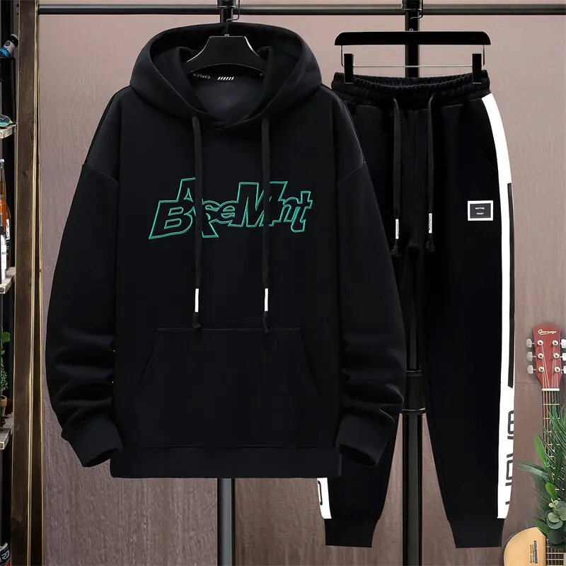 Casual Cotton Hoodies & Pants Spring Autumn Men's Sets 2 Piece Tracksuits Streetwear Hooded Pullover Sweatshirts+Jogger Clothing
