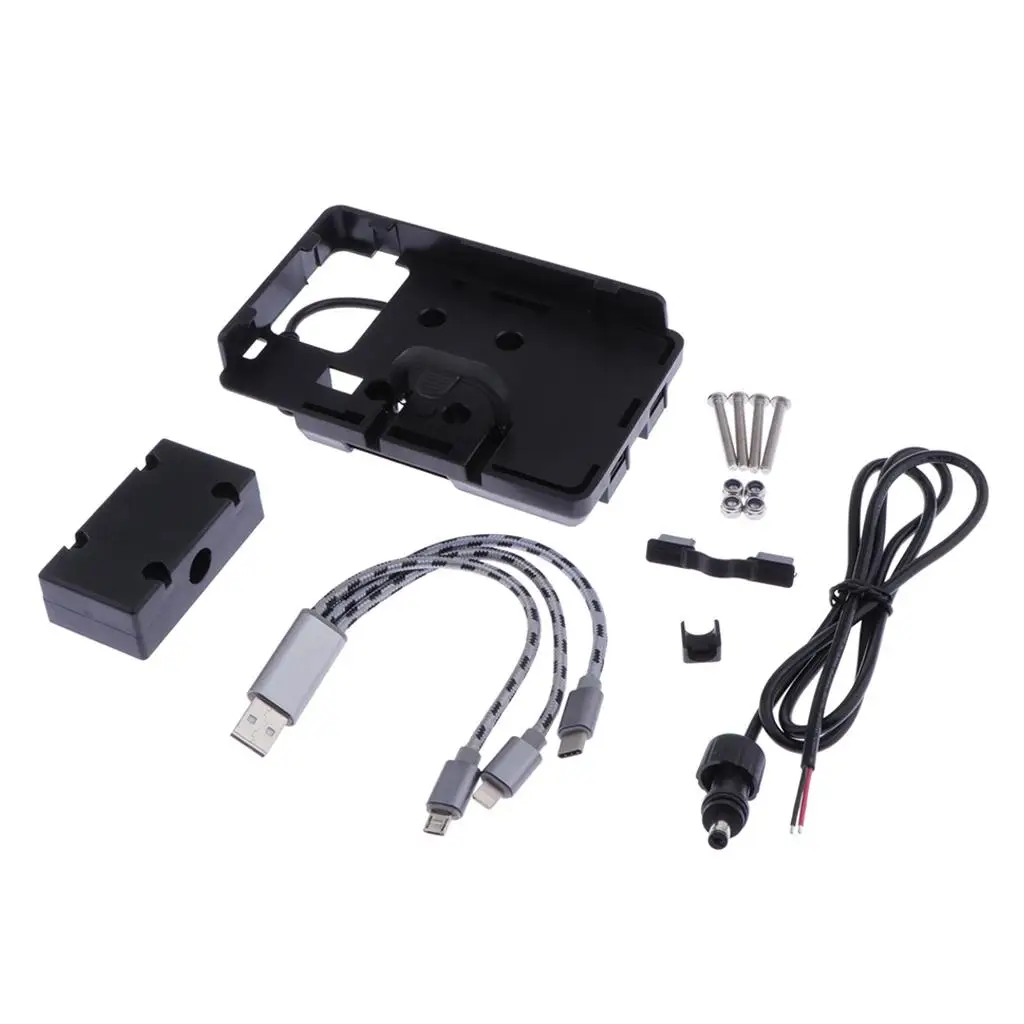 

Motorcycle Phone Mount Holder Stand Bracket with USB Charging Charger for