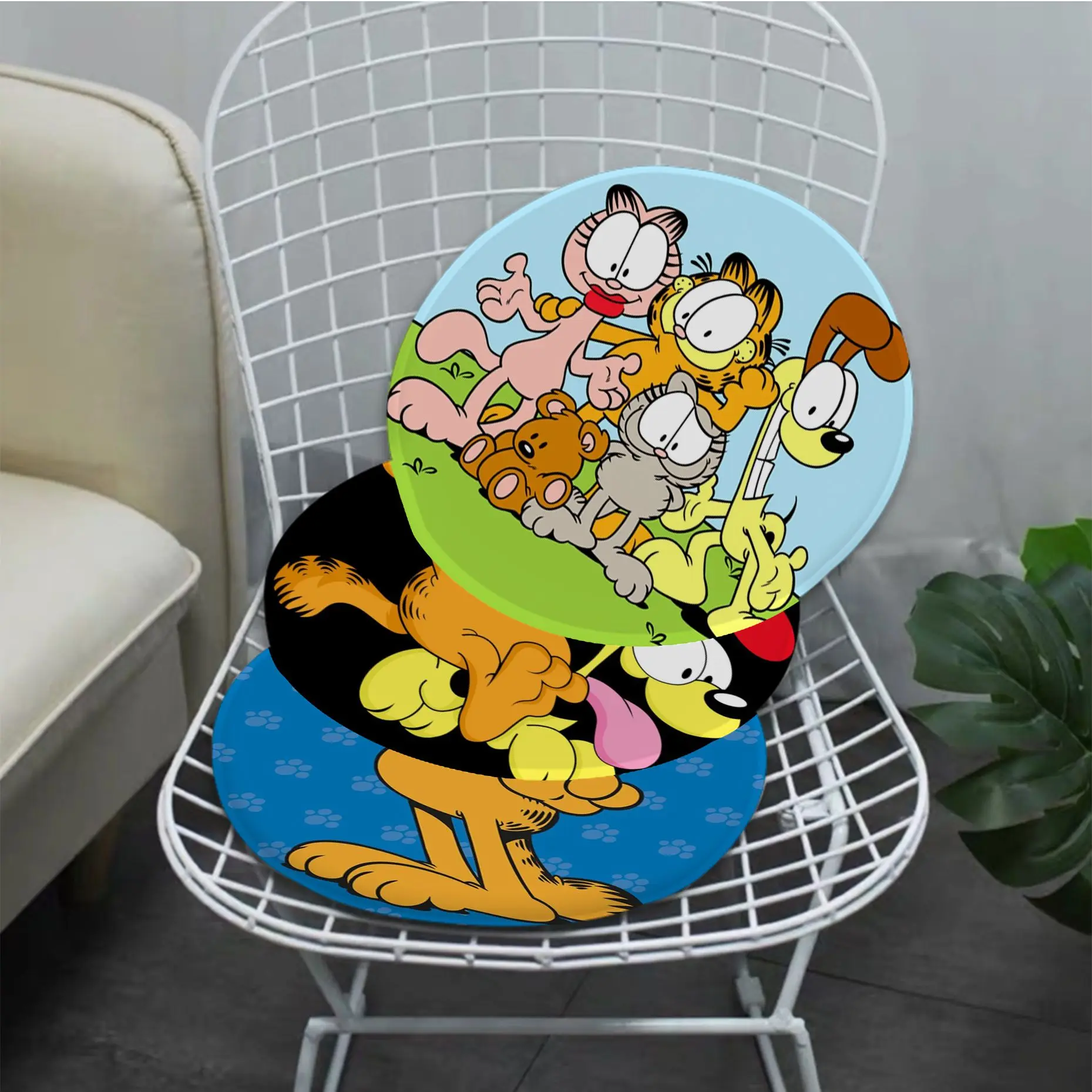 Cartoon G-Garfield Cushion Mat European Stool Pad Patio Home Kitchen Office Chair Seat Cushion Pads Sofa Seat 40x40cm Chair Mat