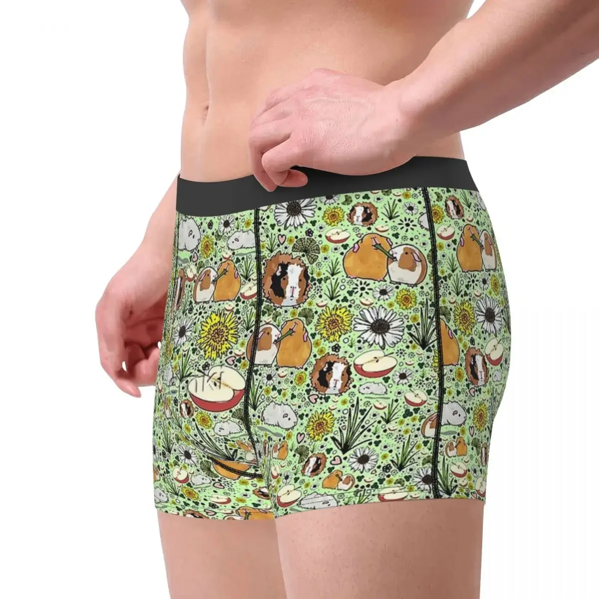 In Green Guinea Pig Cavia Porcellus Animal Underpants Breathbale Panties Men's Underwear Print Shorts Boxer Briefs