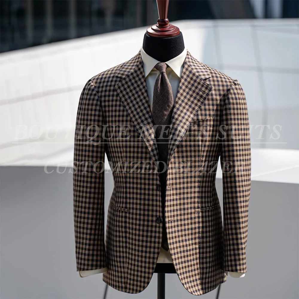 

Fashion Plaid Men's Suits High Quality Single Breasted Blazer Formal Notch Lapel Slim Fit 2 Piece Jacket Pants Sets