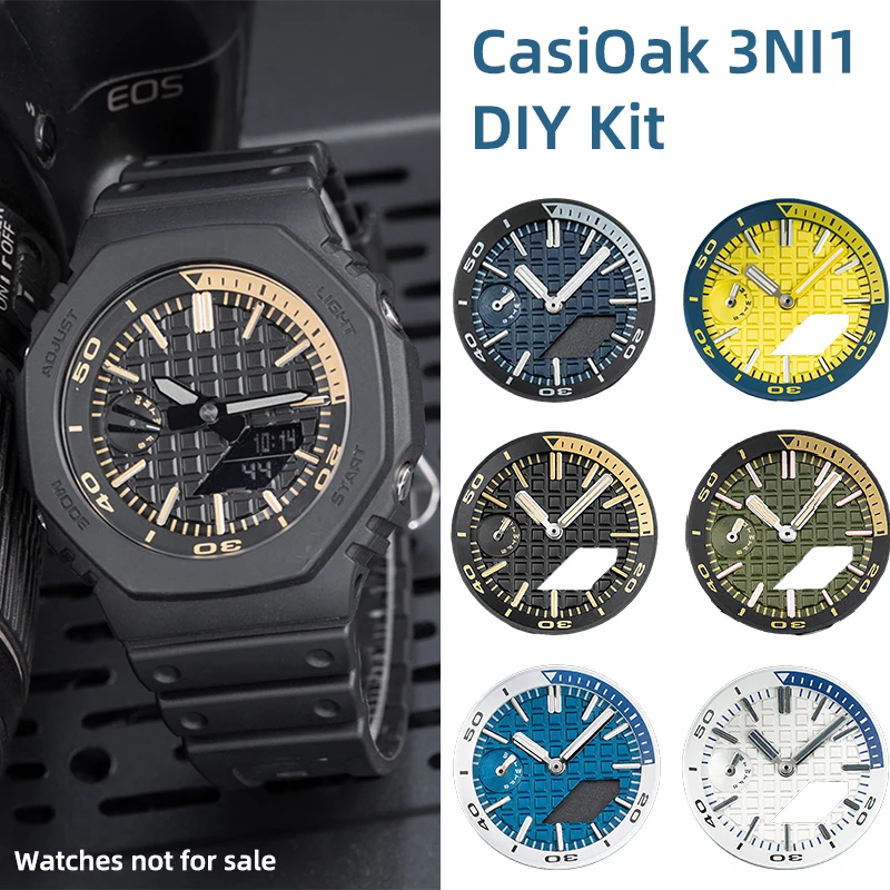 3IN1 DIY CasiOak Scale Ring Index GA2100 Hand Pointer OFFSHORE Dial GA-2100 2110 2IN1 Hour Marker Dial Mod kit Watch Accessories