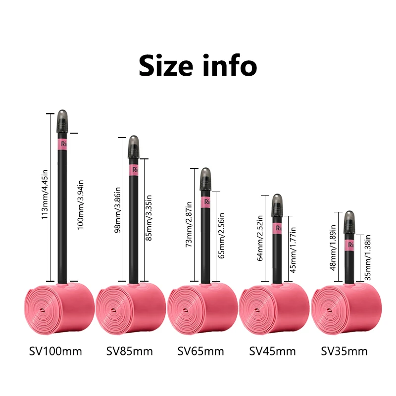 1/2 Stück RideNow Fahrradschlauch 100/85/65/45/35 mm Presta-Ventil, schwarzes Ventil, TPU-Schlauch, superleicht, 700C 28 Zoll, Rennradschlauch – Detail 13