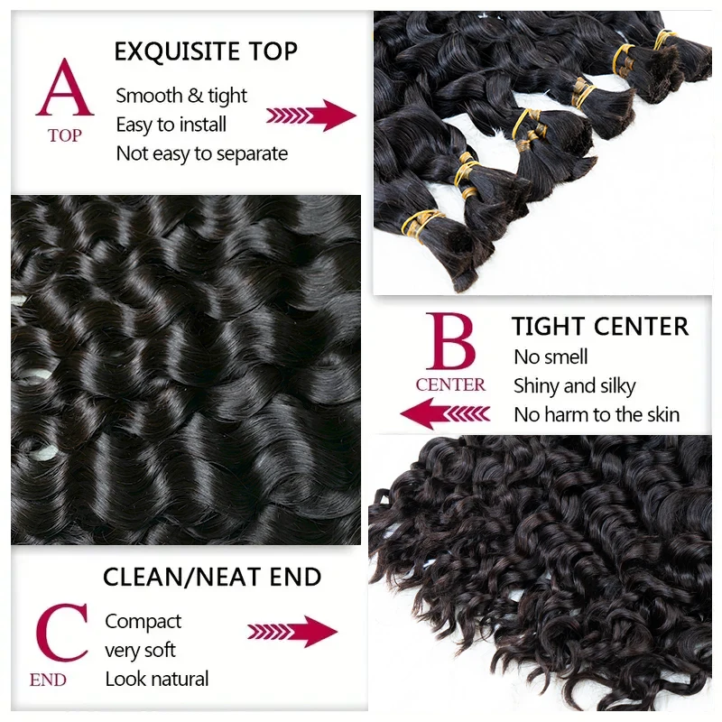 100% Real Remy Human Hair Bulk No Weft Hot Selling Black Curly Human Hair Extensions No Weft Hair Weaving for Braiding