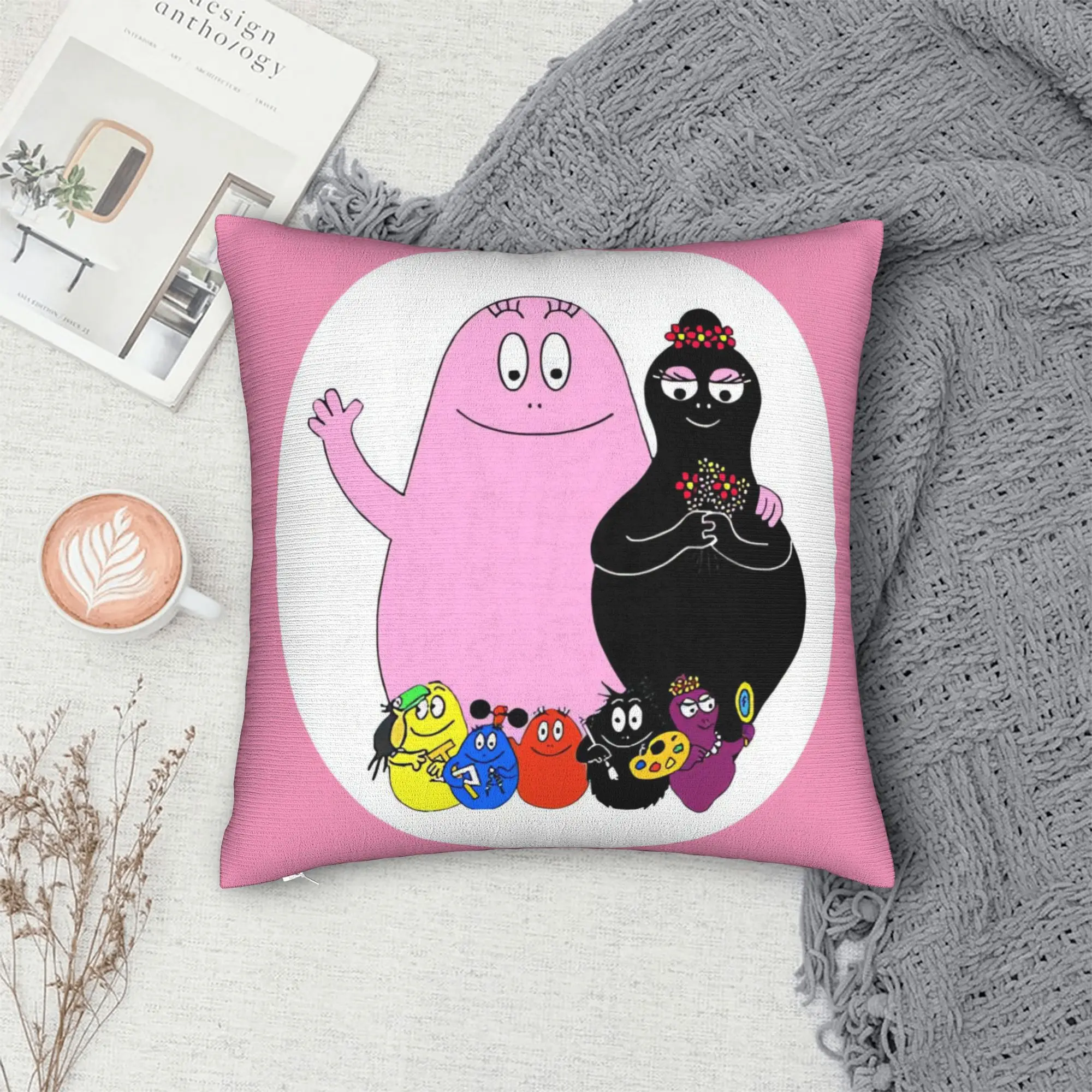 Barbapapa Barbamama Pillow Case  Print Pillow Cover For Sofa Home Decor Retro Trendy Pillowcases