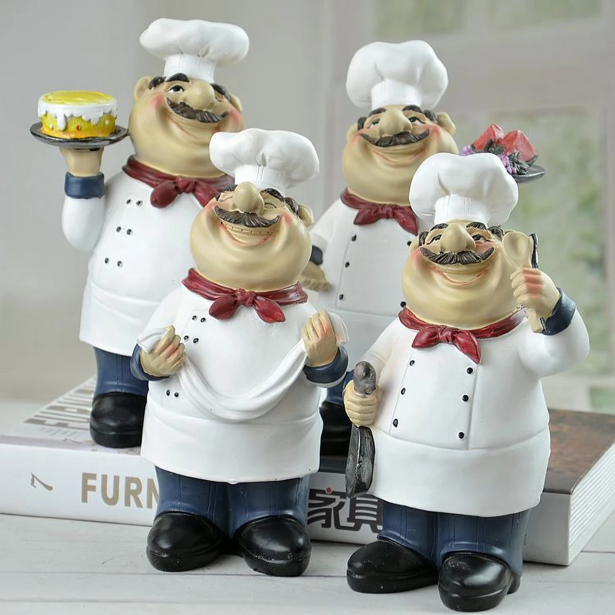 Rustic Bakery Chef Resin Statue - Farmhouse Cake Shop Decor for Kitchen Counter, Vintage Pastry Chef Gift for Bakers Food Lovers