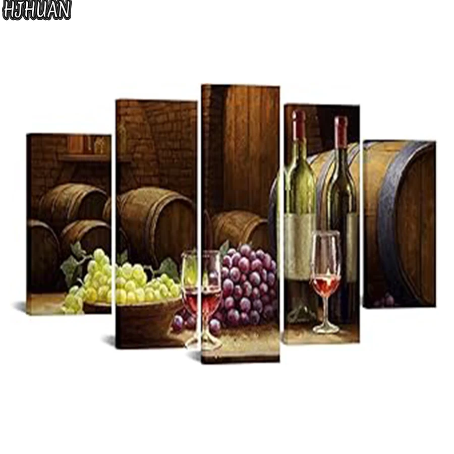 

5 шт. 5D алмазная живопись винный погреб вышивка крестиком полная квадратная/круглая Алмазная вышивка картины из страз мозаика домашний декор