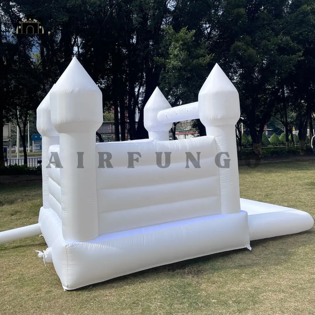 10x8 kaki balita pesta tiup putih bouncing rumah dengan perosotan dan lubang bola kustomisasi Oxford bouncing Castle termasuk Blower