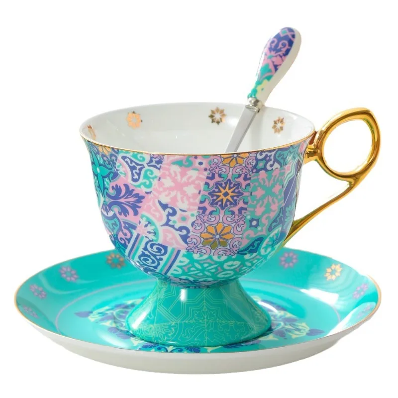 High-value bone china light luxury coffee cup saucer mug afternoon tea cup gift box set