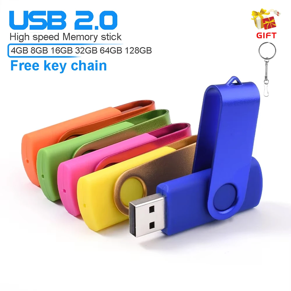 JASTER 100% Real Capacity USB Flash Drive 128GB Free Key Chain Pendrive 64GB Customized Logo Memory Stick 32GB Business Gift