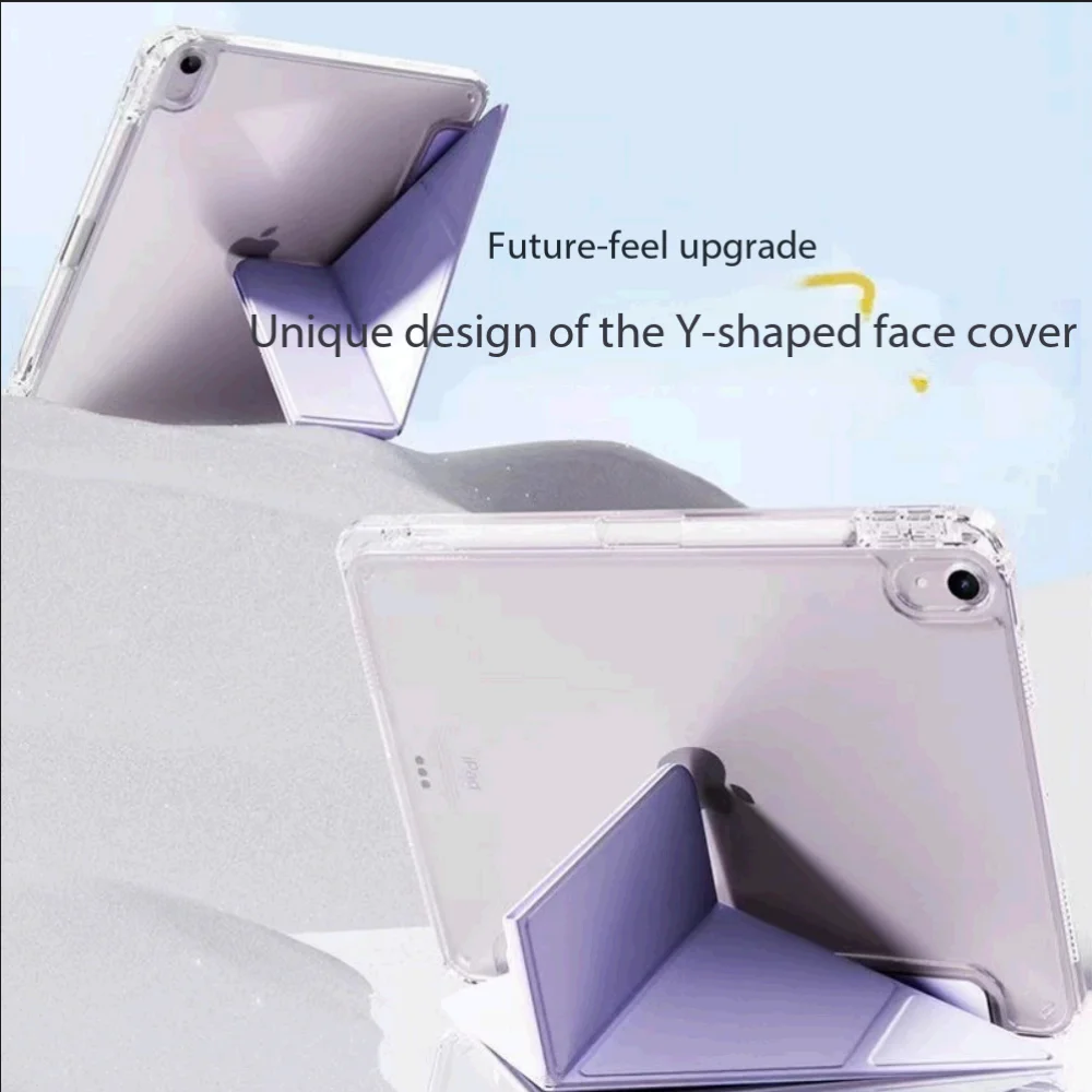 Solid Color Black Purple For iPad Case iPad Pro 11 12.9 13 M4 Air 4 5 6 7 10.9 Mini 7 6 Smart Y Folded Edge Case with Pen Holder