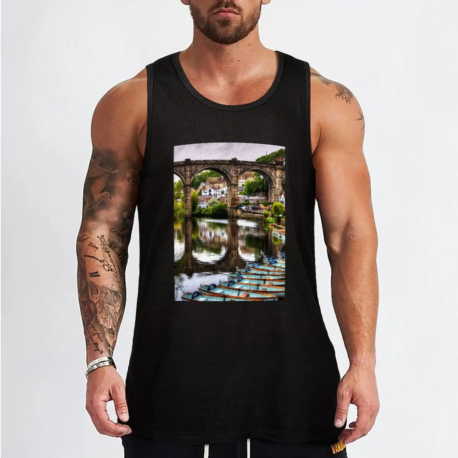 knaresborough Viaduct And River Nidd, Portrait Tank Top anime gym top