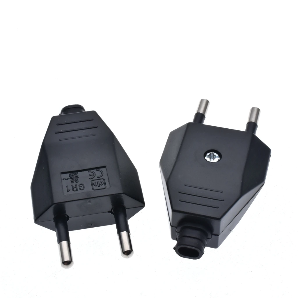 Rewirable（4.0mm) European Plug 250V 2.5A CE 2 Pin Wireless Male Plug For DIY Power Cord