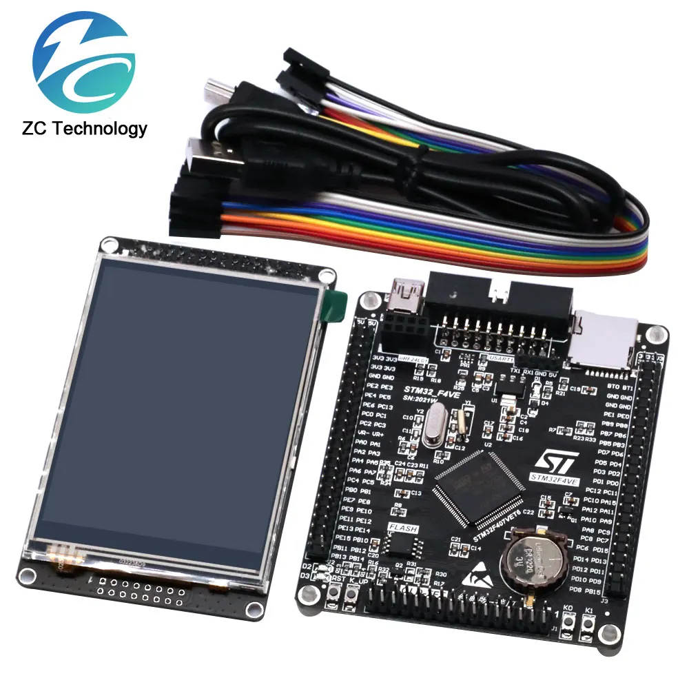 STM32F407VET6 płytka rozwojowa Cortex-M4 STM32 minimalna płytka edukacyjna ARM płyta główna + 3.2 Cal LCD TFT z ekranem dotykowym