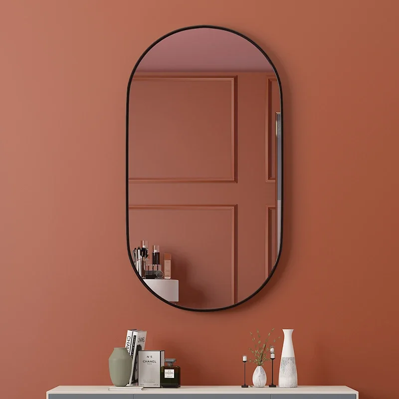 Minimalism Vanity Mirror Black Shaving Shower Self Haircut Oval Anti Fog Mirror Magnifying Specchio Trucco Bath Mirrors LG50JZ