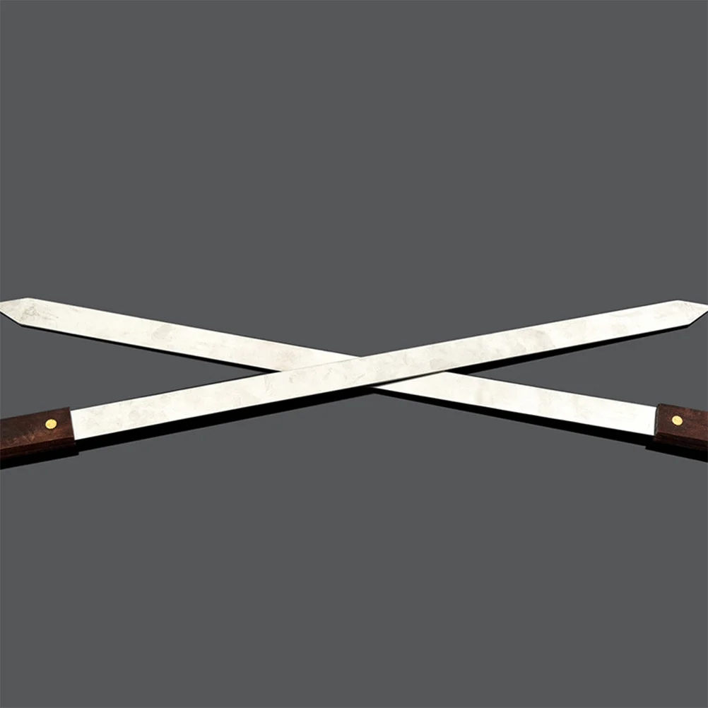 

5Pcs Reusable BBQ Skewers Stainless Steel Flat Meat Sticks with Wood Handle Barbecue Grill Tools for Japanese Market