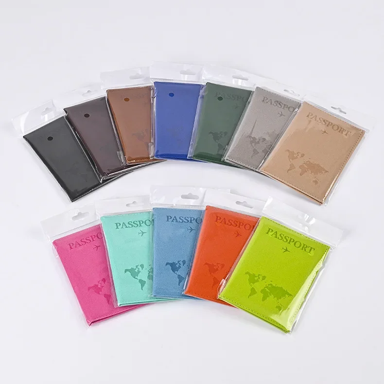 Frosted Map Pattern Passport Covers Color Change PU Passport Holder Flight Ticket Clip ID Holder Passport Case Travel Wallet