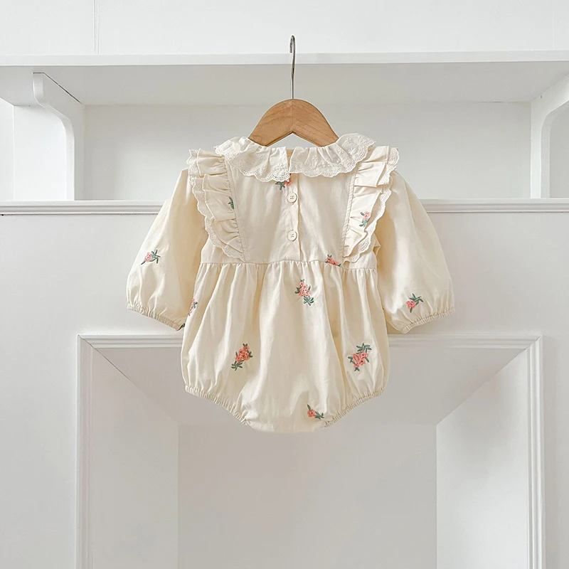 2026 ربيع جديد الرضع طفلة داخلية بأكمام طويلة القطن التطريز الوليد طفلة بذلة 0-24 متر رومبير للأطفال #5