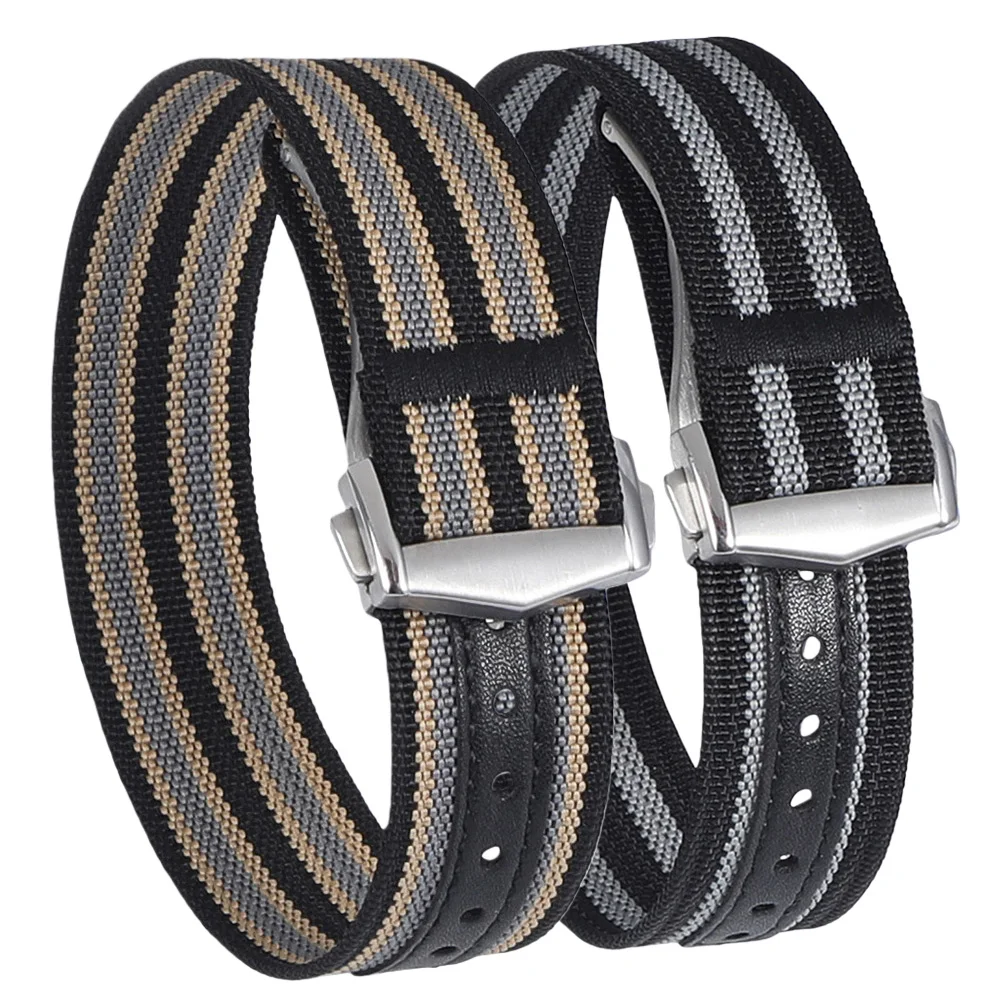 Premium Ribbed Watch Band Deployant Clasp Nylon 20mm 22mm Watch Strap for Omega Folding Buckle Watchband Sport Wristband For Men