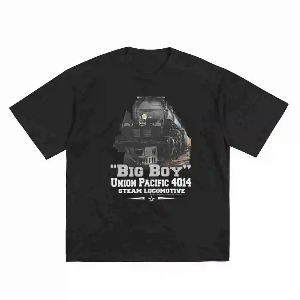 Big Boy 4014 Steam Locomotive Railroad Short Sleeve Tee 100% Cotton T-Shirt