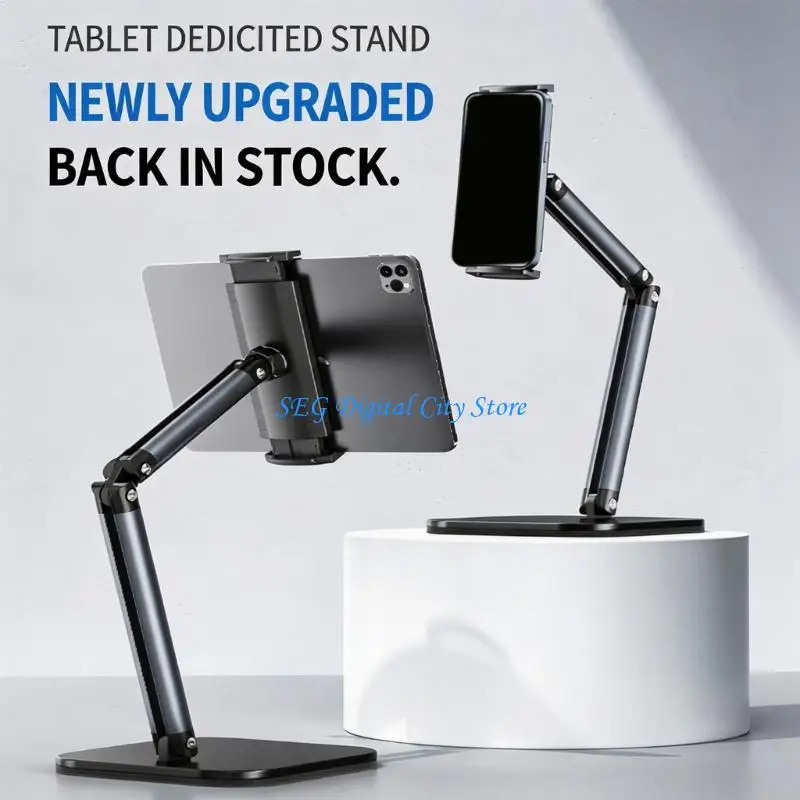 U75B Heavy Duty Metal Arm Tablets Mount Clamp For 4.7-13Inch Screens Rotatable Base