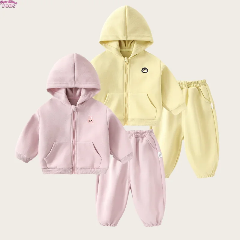 

0-5Y Baby Girl Clothes Cotton 2Pcs Sets Cartoon Embroidery Hooded Coat and Pants Kids Boy Clothes Sporty Infant Tracksuit Outfit