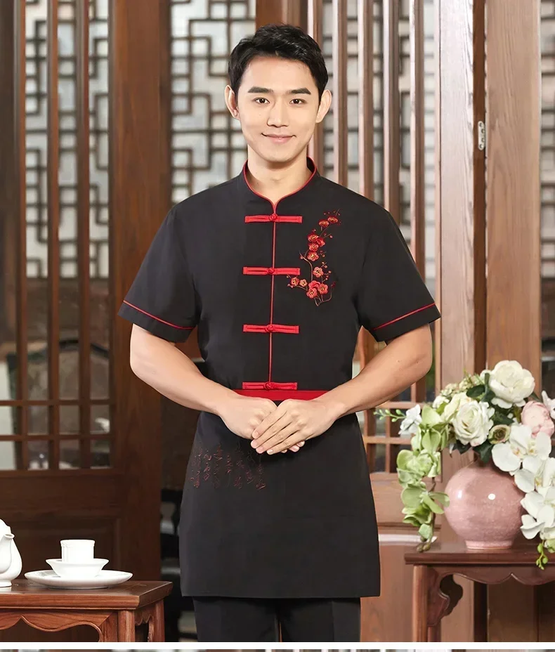 Ristorante Casa da tè Pentola calda Abbigliamento da lavoro Divise da cameriere estive Servizio di ristorazione Abiti da cuoco Giacca da cuoco a maniche corte Uniforme alimentare