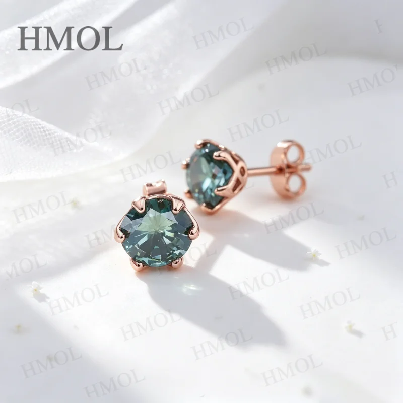 1CT Moissanite Earrings Round Multi‑Color VVS1 925 Sterling Silver GRA Certified Hypoallergenic Factory Direct Perfect Gift