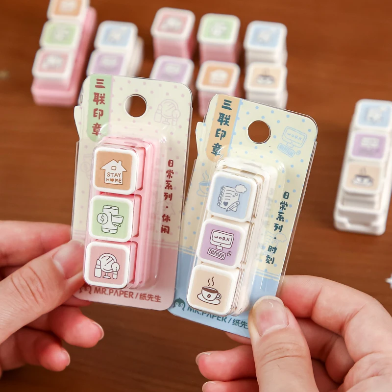 3pcs/set Kawaii Leisure Time Theme Cute Seal Sketching Decoration Handmade Scrapbooking Aesthetics Journal Supplies