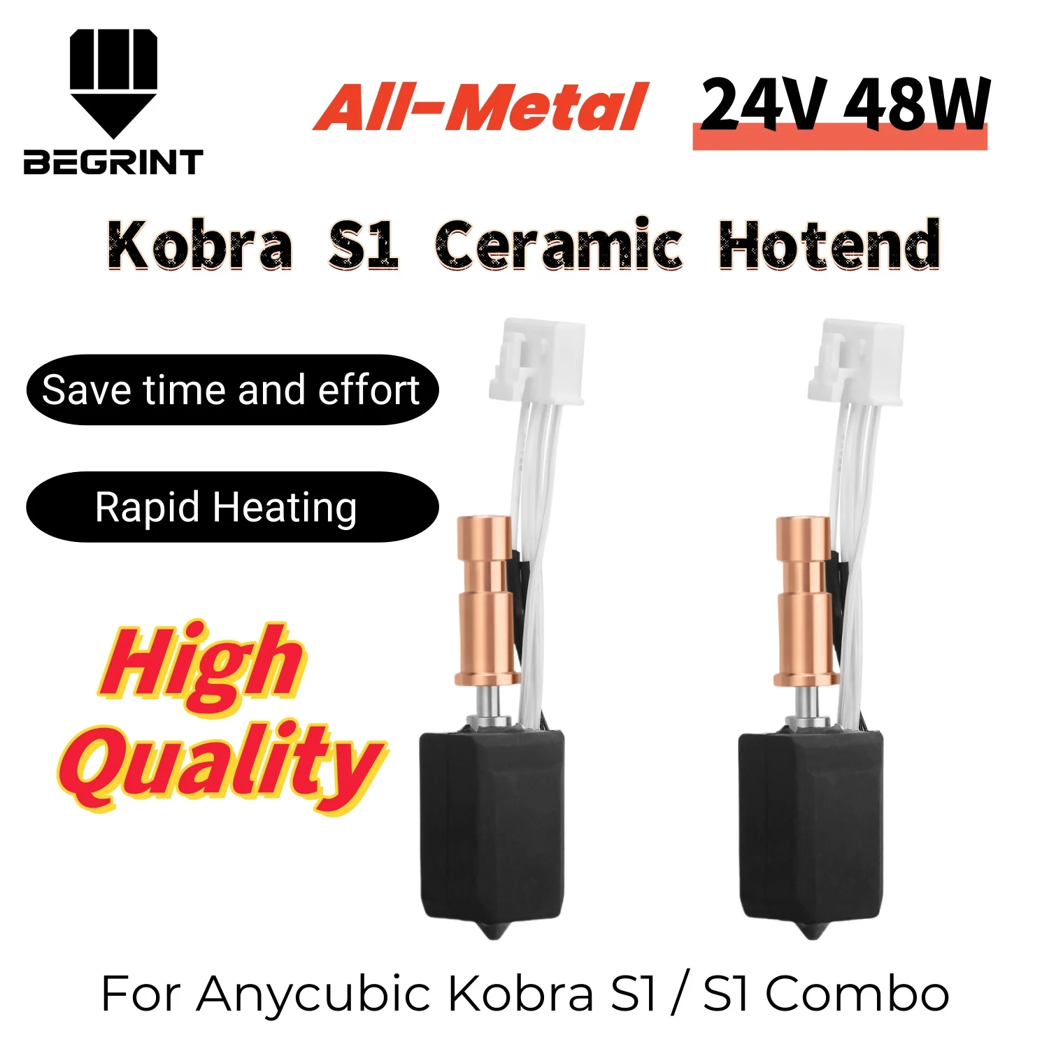 

For Anycubic Kobra S1 Hotend ceramic Nozzle Kobra S1 Combo Head S1C 3d Printer 24V 48W Rapid heating 320℃ 3d Printer Accessories