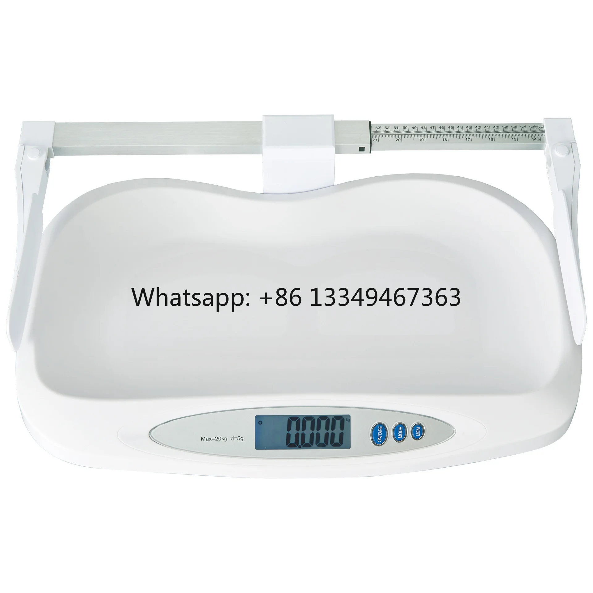 20kg Baby Scale with Aluminum Height Ruler Electronic Body Weight Home Use Pet Hospital Newborns Complete Tray