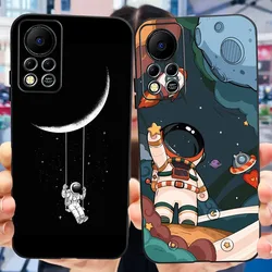 For Infinix HOT 11s NFC Case Lovely Astronaut Black Silicone Soft TPU Matte Funda For Infinix Hot11s 11s NFC X6812 X6812B Bumper
