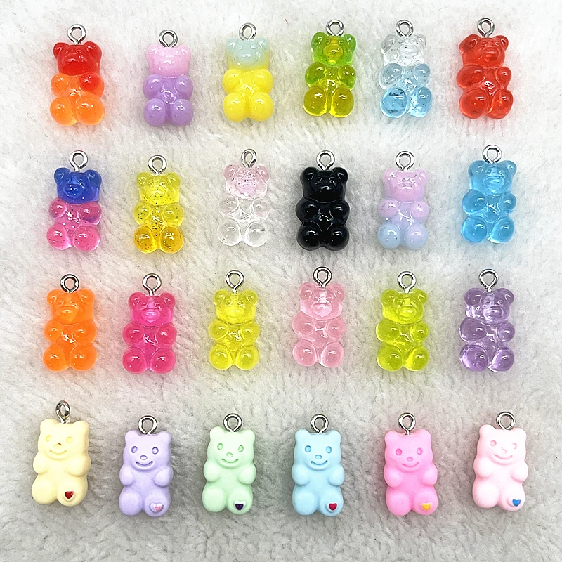 NEW 10pcs/lot Candy Bear Pendant Charms for Necklace Bracelet Earrings Jewelry Making Diy Findings Resin Bears Christmas Making