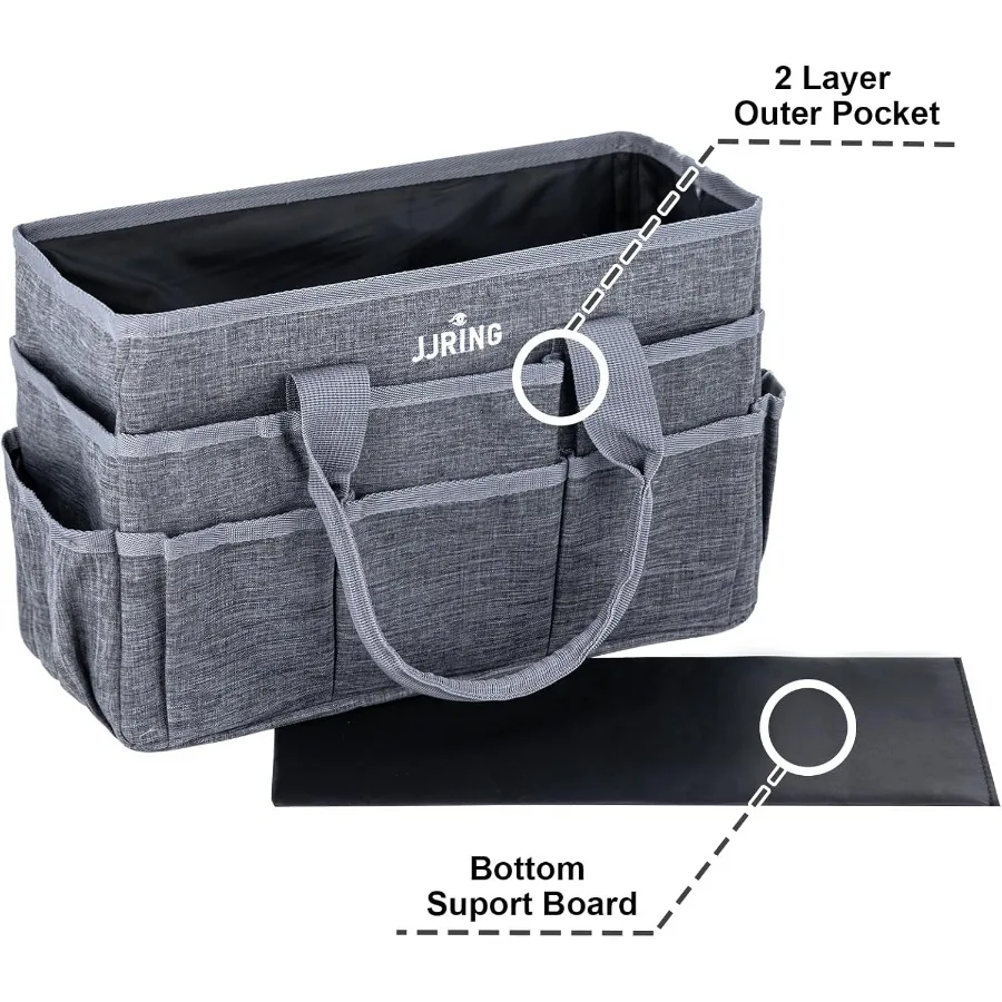 JJRING Craft Tote Bag Organizador para almacenamiento de arte en gris con múltiples bolsillos Ideal para álbumes de recortes Suministros médicos y de oficina