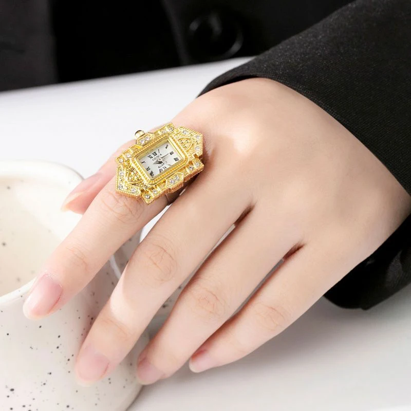 Reloj de anillo Vintage Punk de cuarzo, Anillos de banda ajustables para mujer y hombre, dedo de lujo, Hip-hop, pareja, nueva joyería de bolsillo de Hip Hop