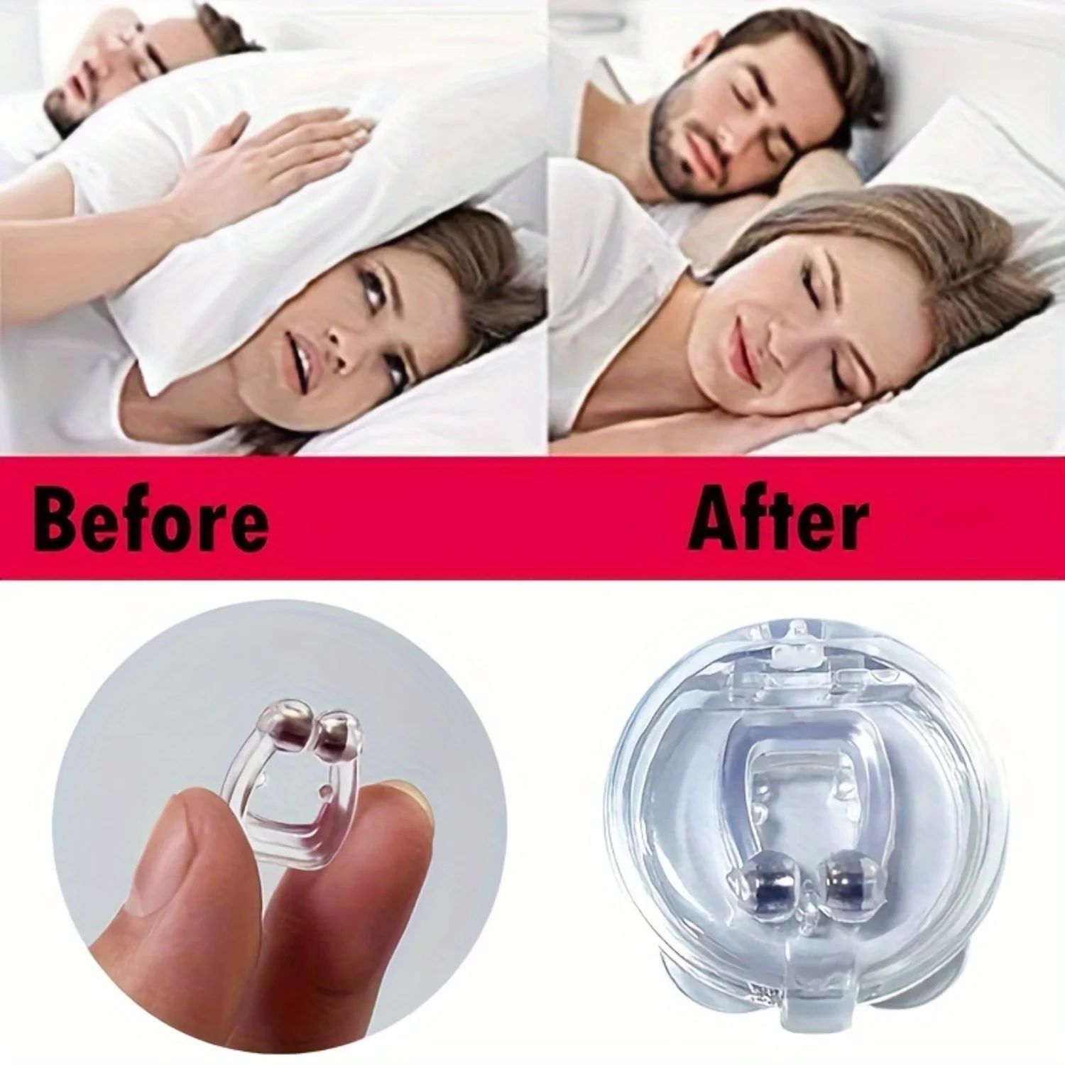 1pc Mini Silicone Snore Solution Clip - Effective  for Adults, Enhances Nighttime Breathing, Comfortable for Men and Women - Com