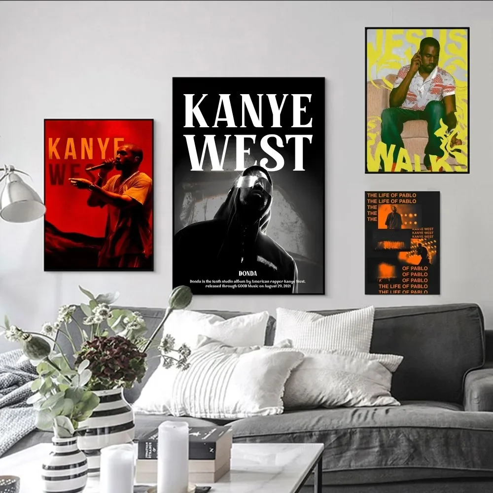 

K-Kanye Wests Poster Self-adhesive Art Poster Retro Kraft Paper Sticker DIY Room Bar Cafe Vintage Decorative Painting