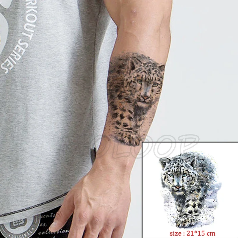 Temporary fake tattoo leopard large panther waterproof tatoo sticker big cat animal body art flash tatto for man girl kid boy