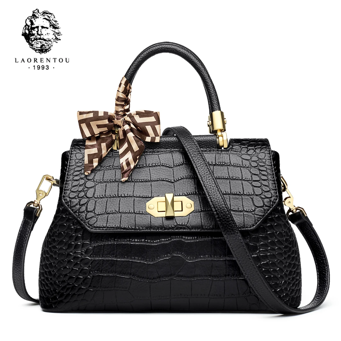

LAORENTOU Elegant Women Top-handle Bag Genuine Leather Fashion Female Shoulder Bag Luxury Design Crossbody Purse Gift for Mom