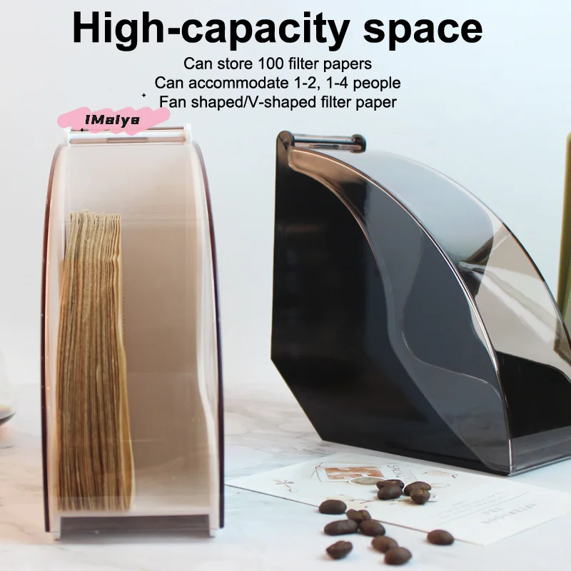 100Pcs Coffee Filter Paper Box V01 V02 V60 Compatible Coffee Maker Filter No Bleach Anti Dust Acrylic Storage Case