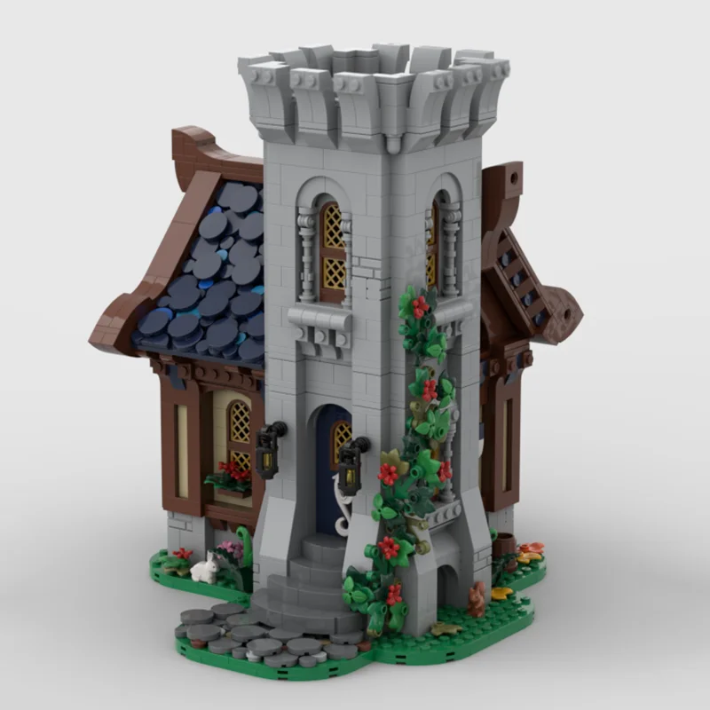 Middeleeuws kasteelmodel Moc-bouwstenen Middeleeuws huis en torenmodel Technologie Modulair blokspeelgoed DIY-montage Kerstcadeau