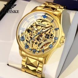 OUPINKE 3210 Men's Watches Top Luxury Original Brand Import Movement Skeleton Hollow Out Automatic Mechanical Wristwatch for Men