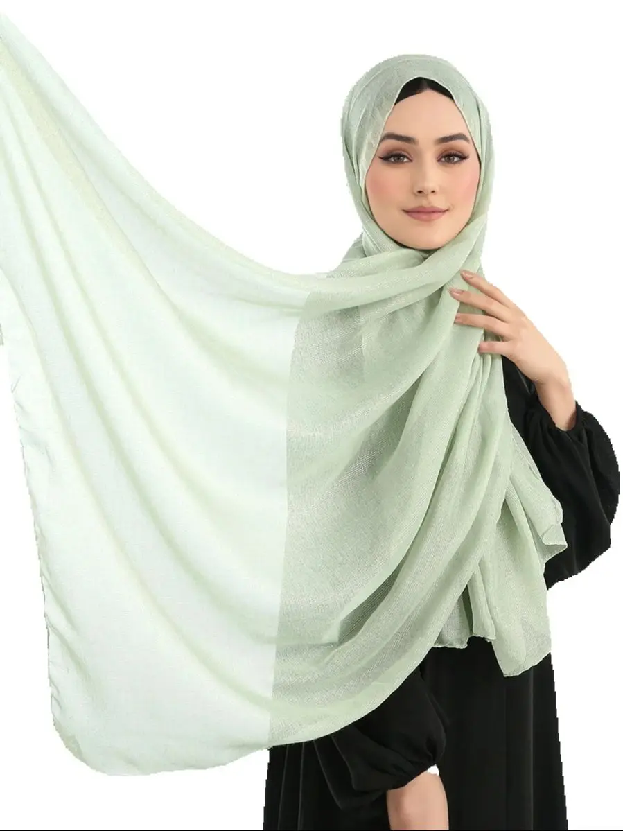 Sciarpa in viscosa glitterata Donna Hijab musulmano Scialle antirughe Avvolge la testa Islam Turbante Bandane Fascia Bufanda Foulard Turbante Mujer