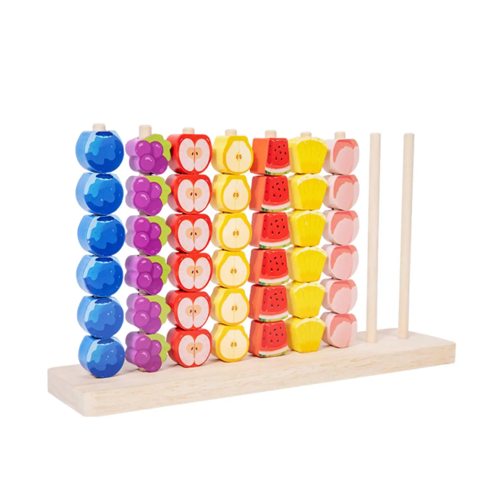 Drewniane zabawki do układania owoców, rozwijające motorykę małą, zabawka do sortowania kolorów, zajęcia edukacyjne dla przedszkolaków, prezenty dla dzieci i maluchów.